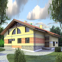 Проект коттеджа 11-23 — дерево, 366 м²
