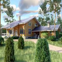 Проект коттеджа 11-59 — дерево, 320.4 м²