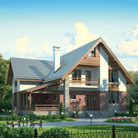 Проект коттеджа 55-24 — газо-бетон, 189 м²